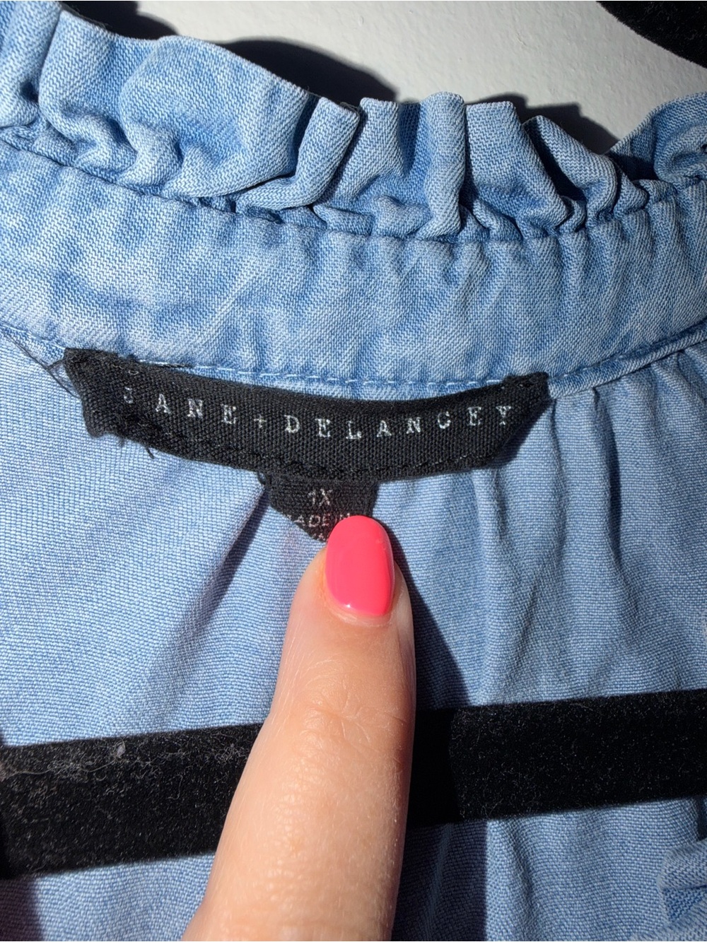 Light Blue Denim Button-Front Women's Top - Picture 2 of 4